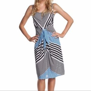 BCBGMaxazria Kristie Larkspur Blue Striped Front Knot Dress Size Medium